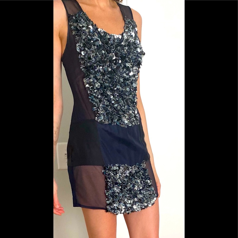 All Saints Sheer Sequin Tank Mesh Cocktail Dress